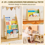3pcs Wooden Bookshelf Set for Kids 5-Tier Children's