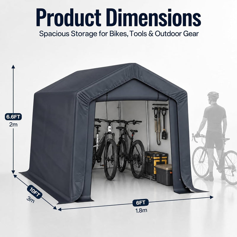 3x2x1.8m Portable Storage Shed with Waterproof Cover