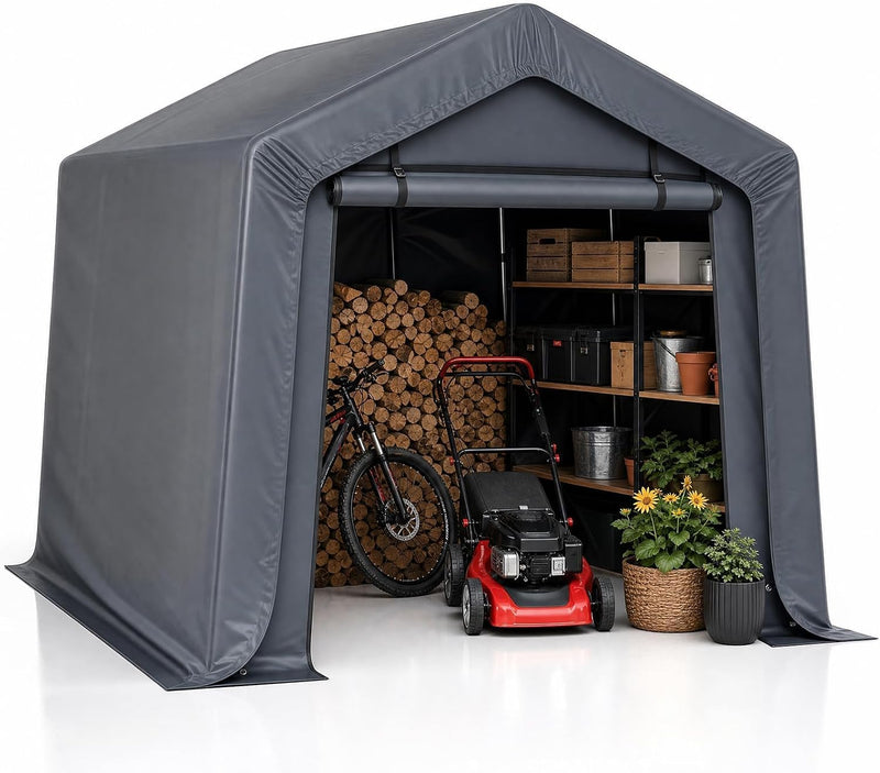 3x2x1.8m Portable Storage Shed with Waterproof Cover
