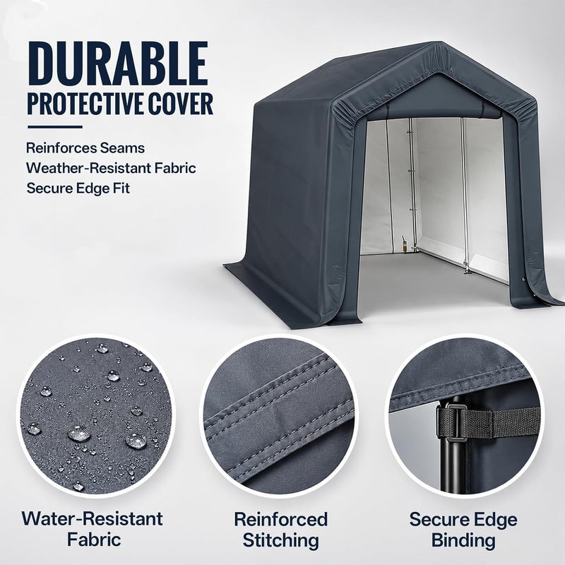3x2x1.8m Portable Storage Shed with Waterproof Cover