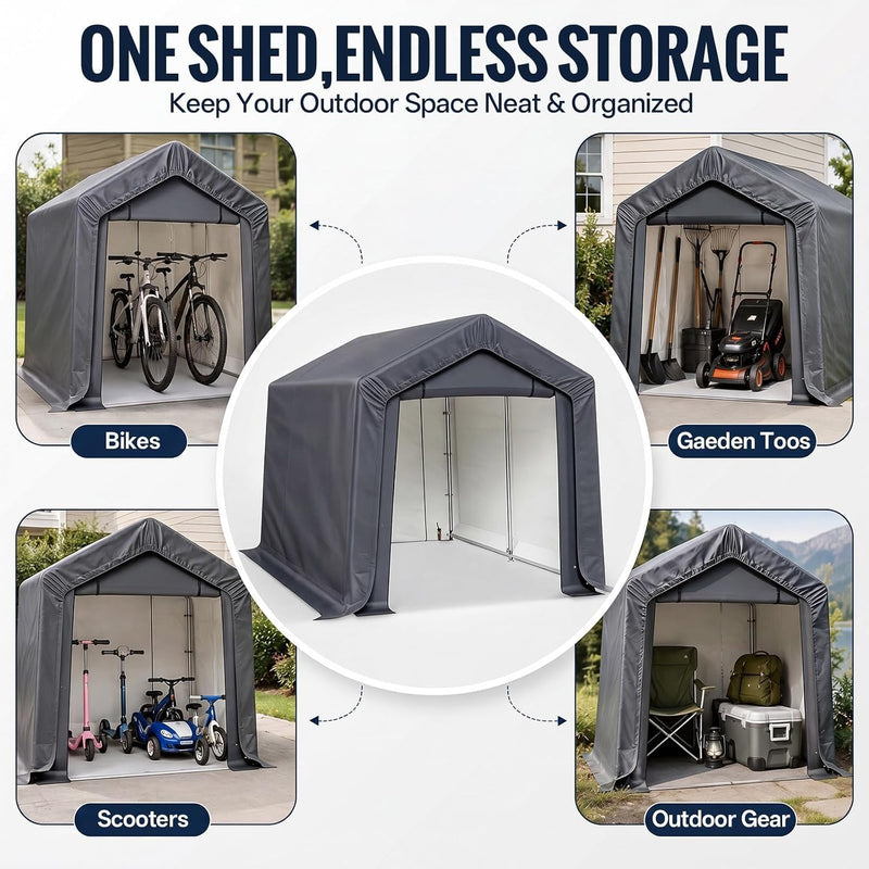 3x2x1.8m Portable Storage Shed with Waterproof Cover