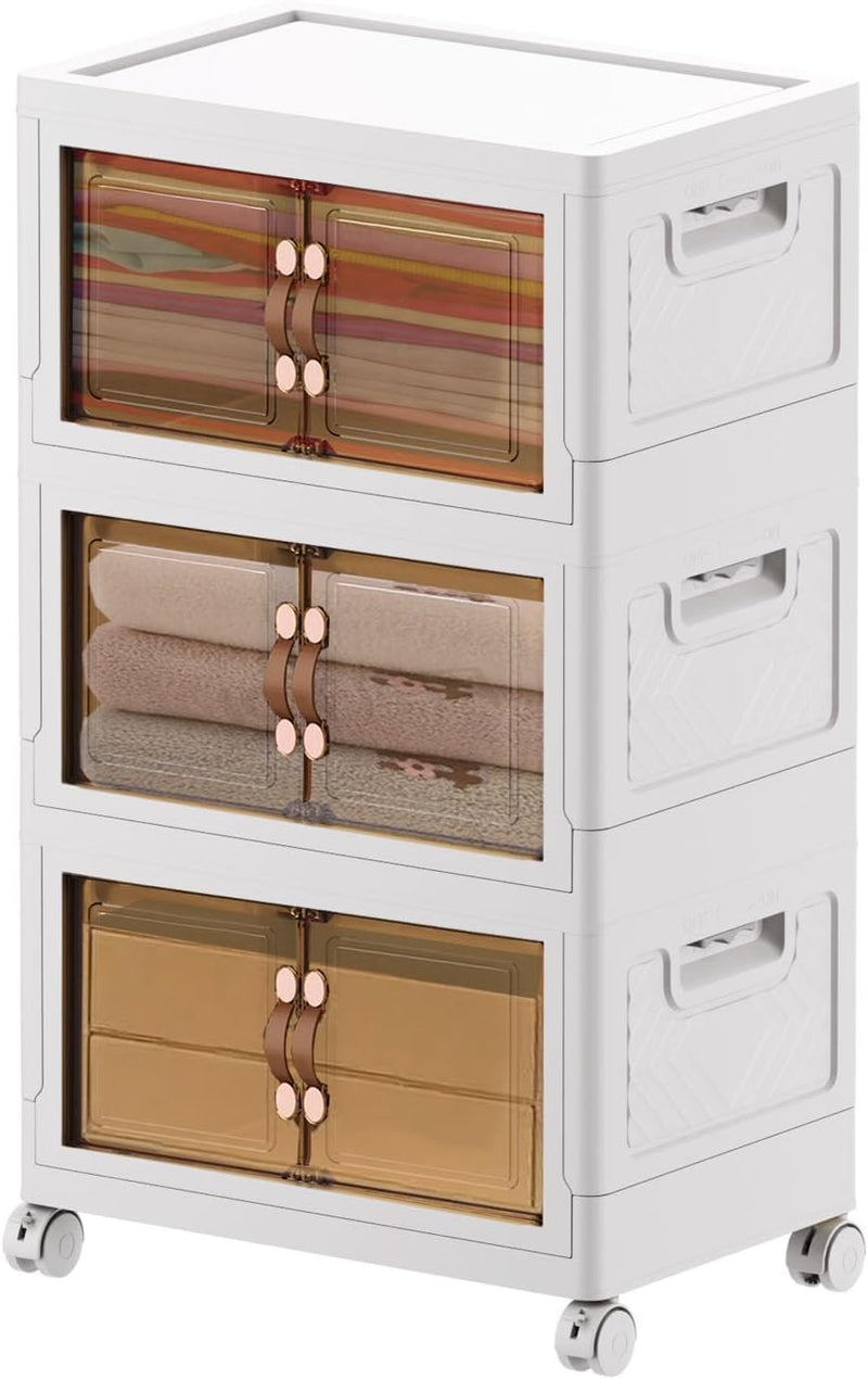 3x34L Cube Storage Bins Stackable Plastic Organisers
