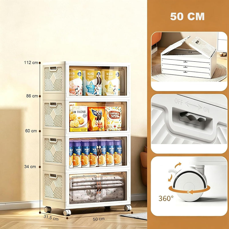3x34L Cube Storage Bins Stackable Plastic Organisers