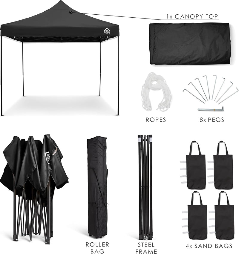 3x3m Heavy Duty Waterproof Pop Up Gazebo Steel
