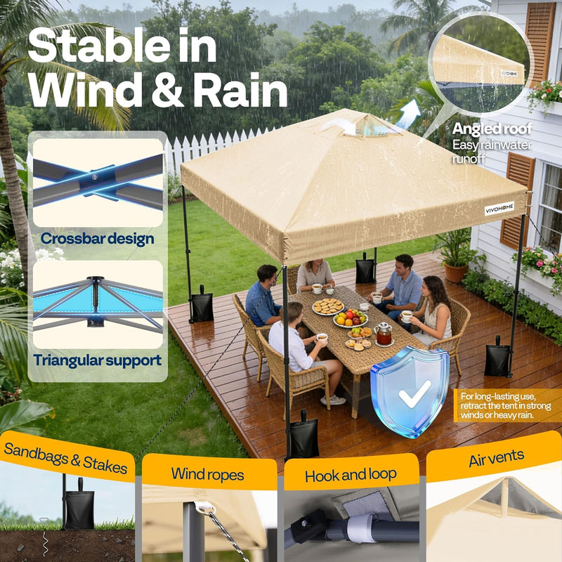 3x3m Tent Outdoor Shelter Portable with Sidewall