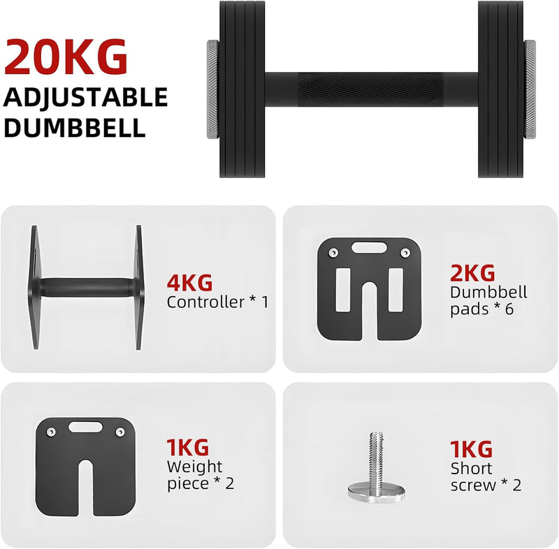 4-20KG Adjustable Dumbbells Single Dumbbell Quick Weight