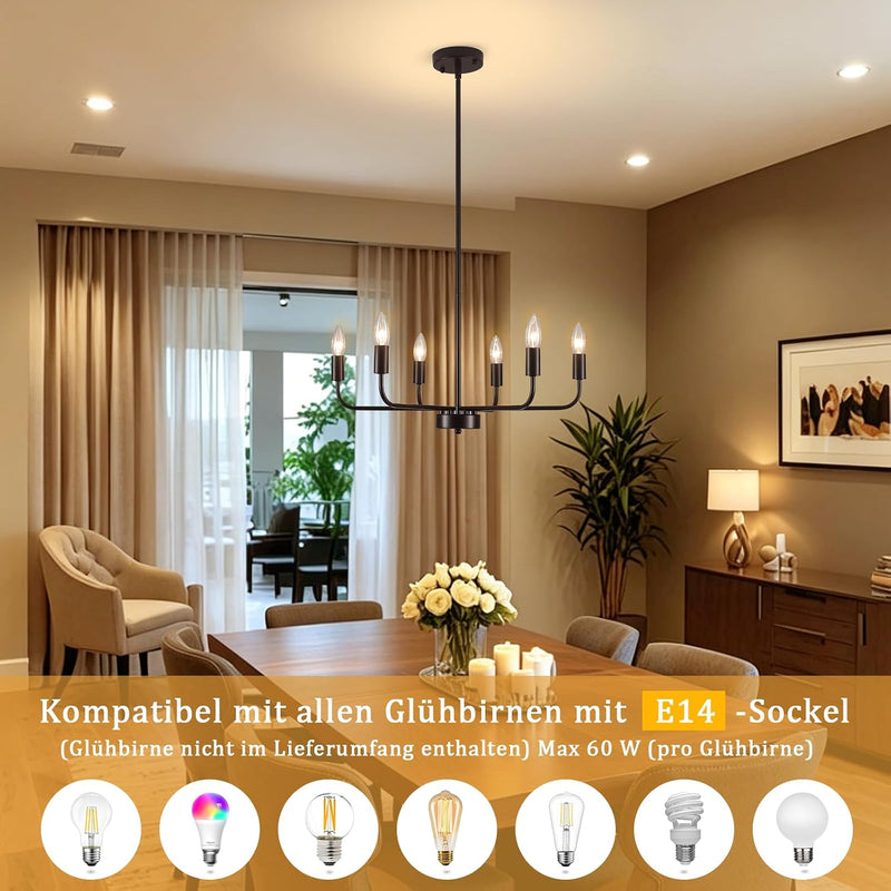 4- Chandelier Farmhouse Metal Ceiling Light for Living