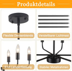 4- Chandelier Farmhouse Metal Ceiling Light for Living