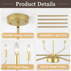 4- Chandelier Farmhouse Metal Ceiling Light for Living