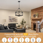 4- Chandelier Farmhouse Metal Ceiling Light for Living