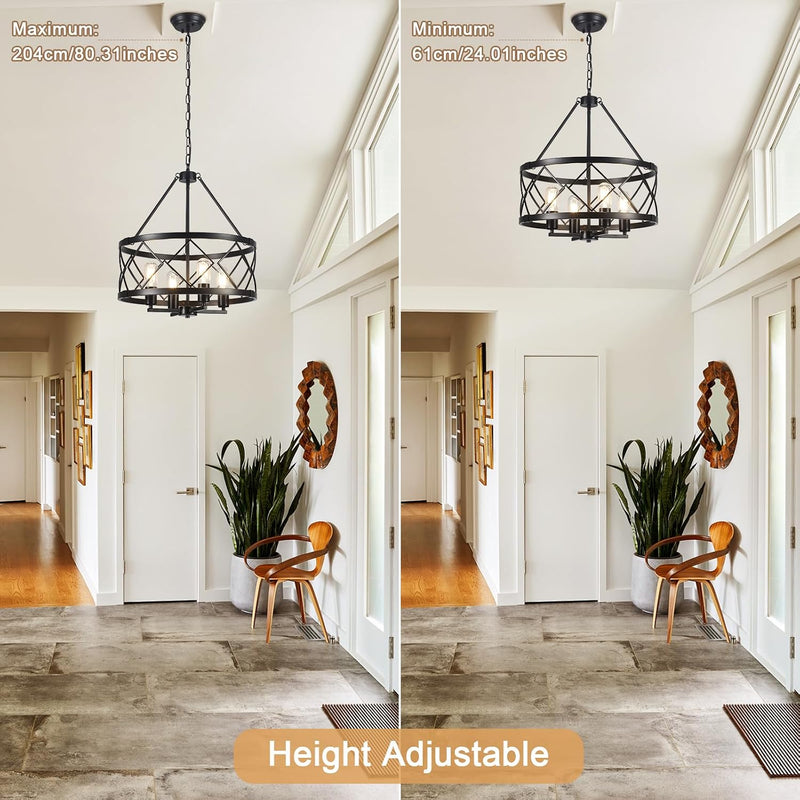 4- Chandelier Farmhouse Metal Ceiling Light for Living