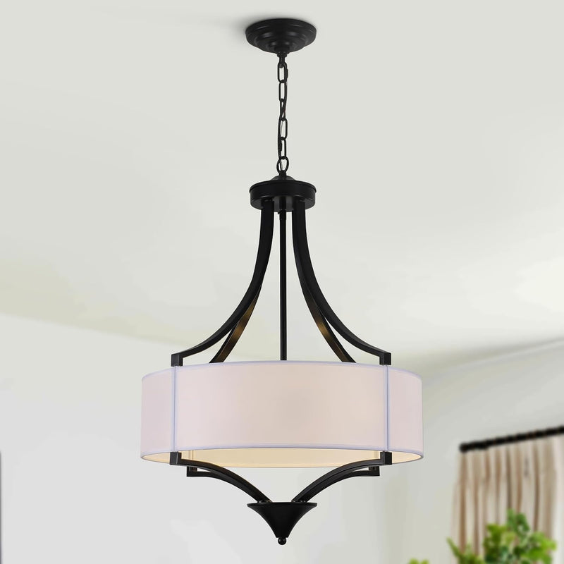 4- Chandelier for Living Room Fabric Shade Modern