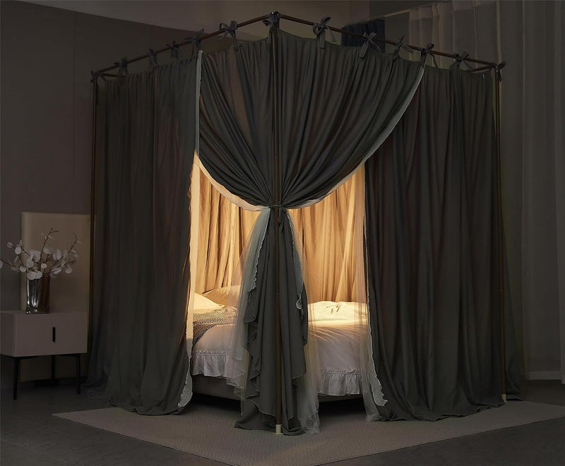 4 Corners Post Princess Curtain Bed Canopy Layer