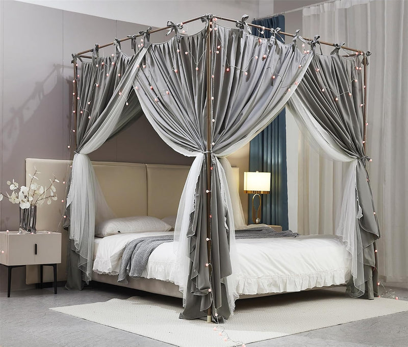 4 Corners Post Princess Curtain Bed Canopy Layer