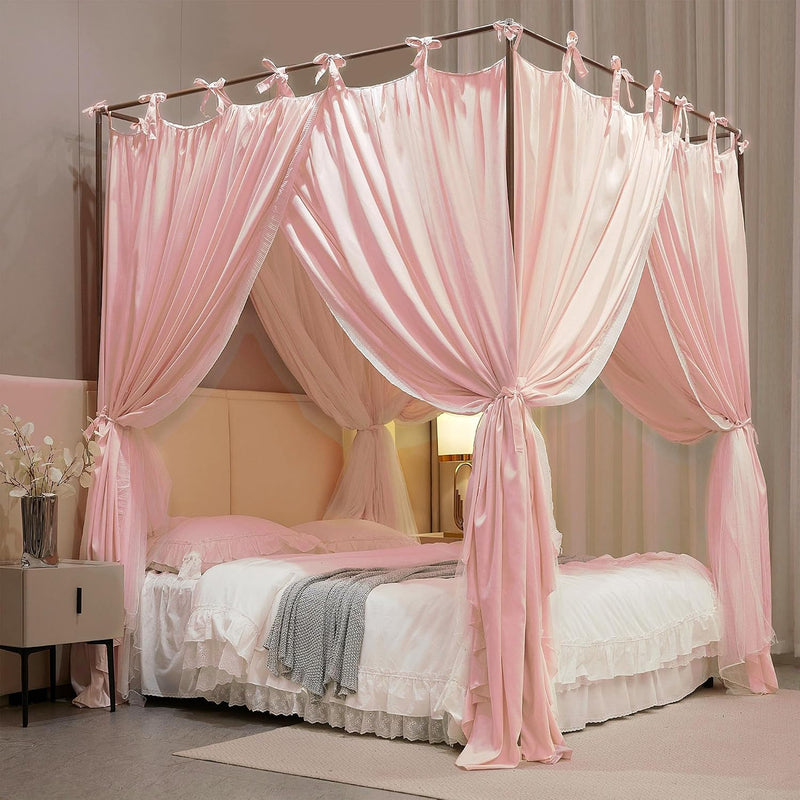 4 Corners Post Princess Curtain Bed Canopy Layer