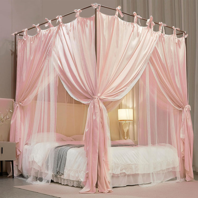 4 Corners Post Princess Curtain Bed Canopy Layer