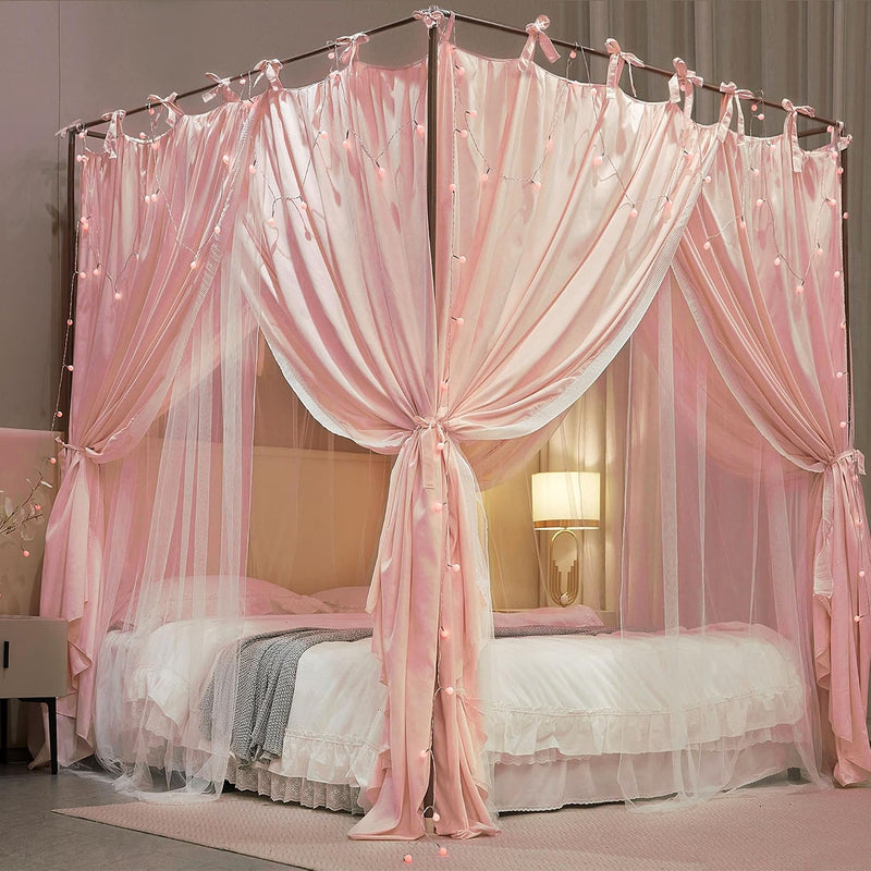 4 Corners Post Princess Curtain Bed Canopy Layer
