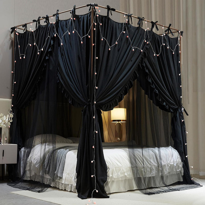 4 Corners Post Princess Curtain Bed Canopy Layer