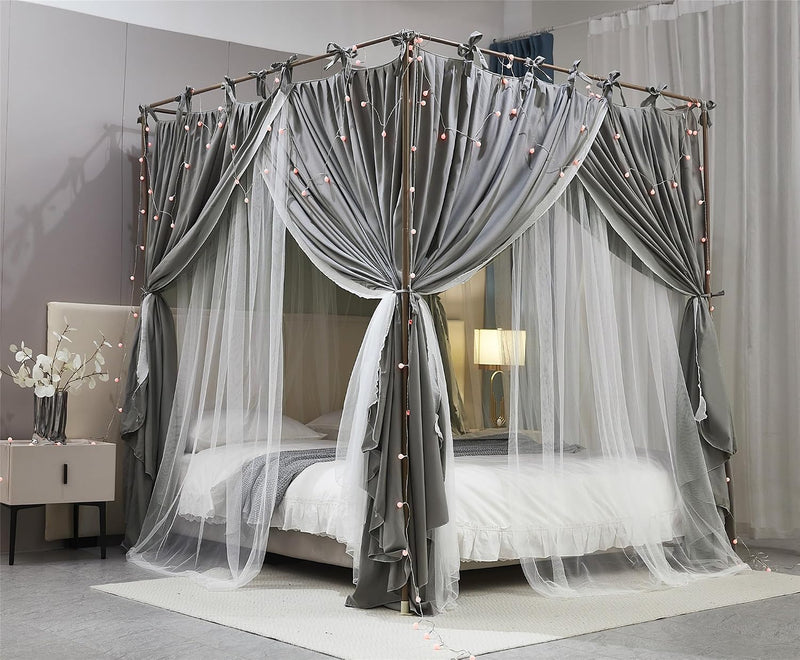 4 Corners Post Princess Curtain Bed Canopy Layer