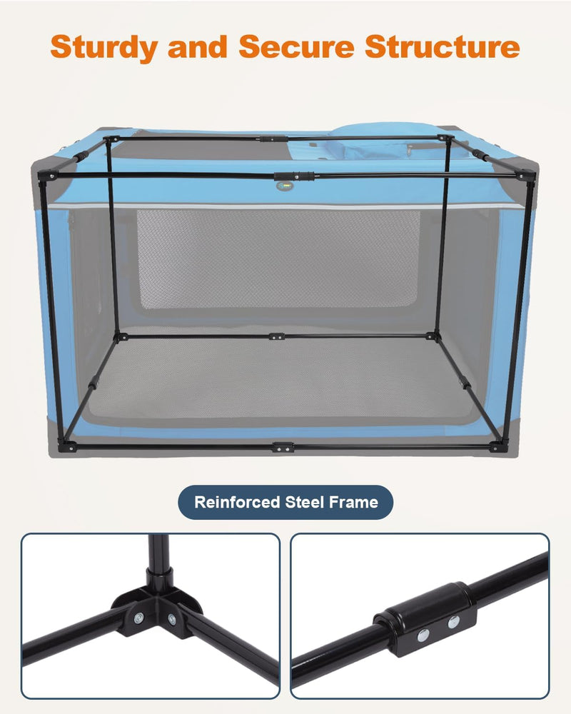 4 Door Folding Dog Travel Crate with Mat