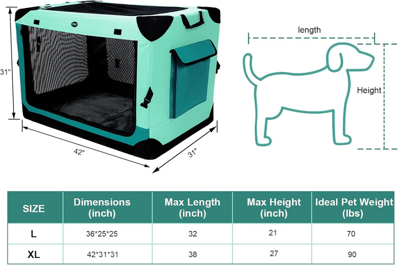 4 Door Folding Dog Travel Crate with Mat