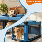 4 Door Folding Dog Travel Crate with Mat