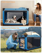 4 Door Folding Dog Travel Crate with Mat