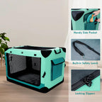 4 Door Folding Dog Travel Crate with Mat