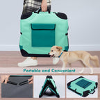 4 Door Folding Dog Travel Crate with Mat