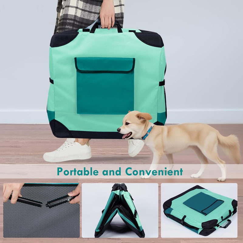 4 Door Folding Dog Travel Crate with Mat