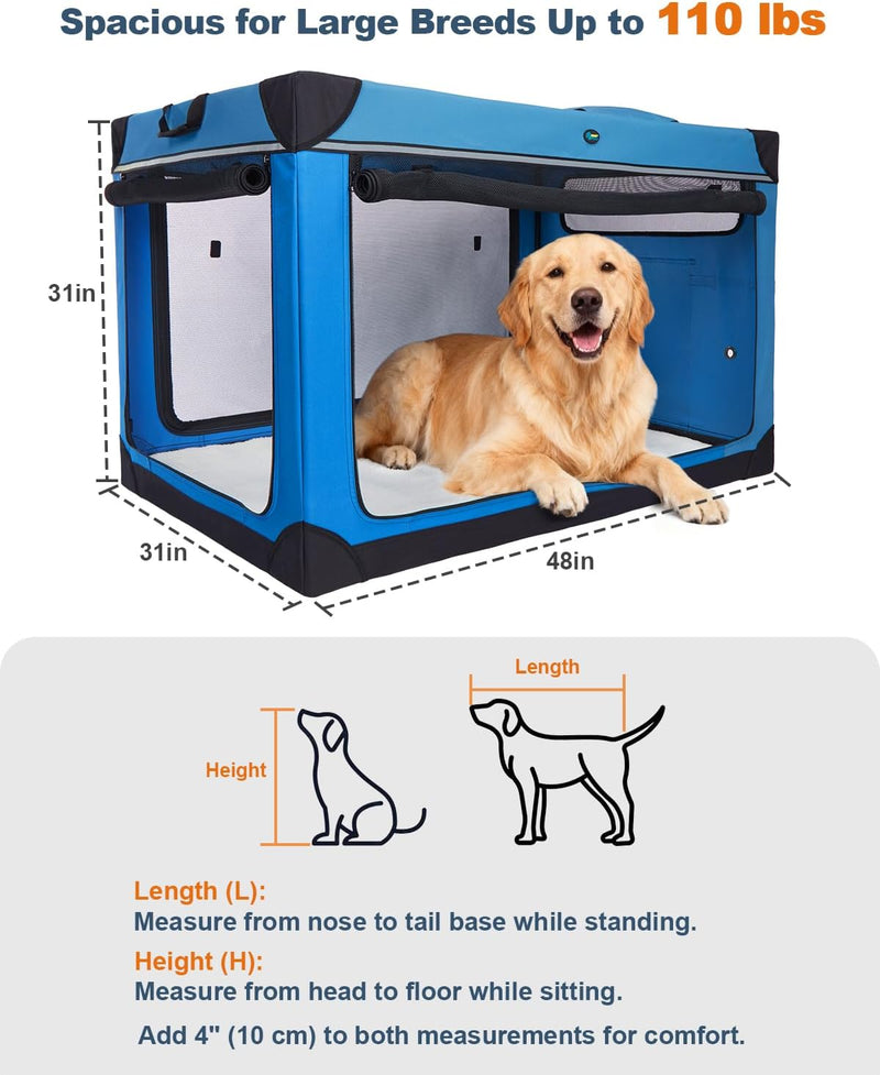 4 Door Folding Dog Travel Crate with Mat