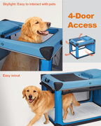 4 Door Folding Dog Travel Crate with Mat