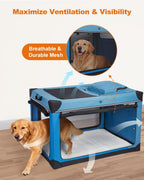 4 Door Folding Dog Travel Crate with Mat