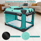 4 Door Folding Dog Travel Crate with Mat