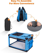 4 Door Folding Dog Travel Crate with Mat