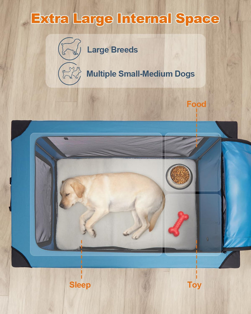 4 Door Folding Dog Travel Crate with Mat