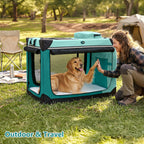 4 Door Folding Dog Travel Crate with Mat