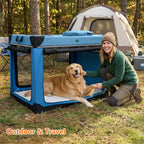 4 Door Folding Dog Travel Crate with Mat