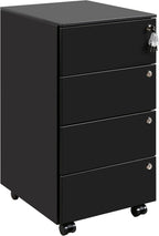 4-Drawer Mobile Filing Cabinet with Lock Steel Office