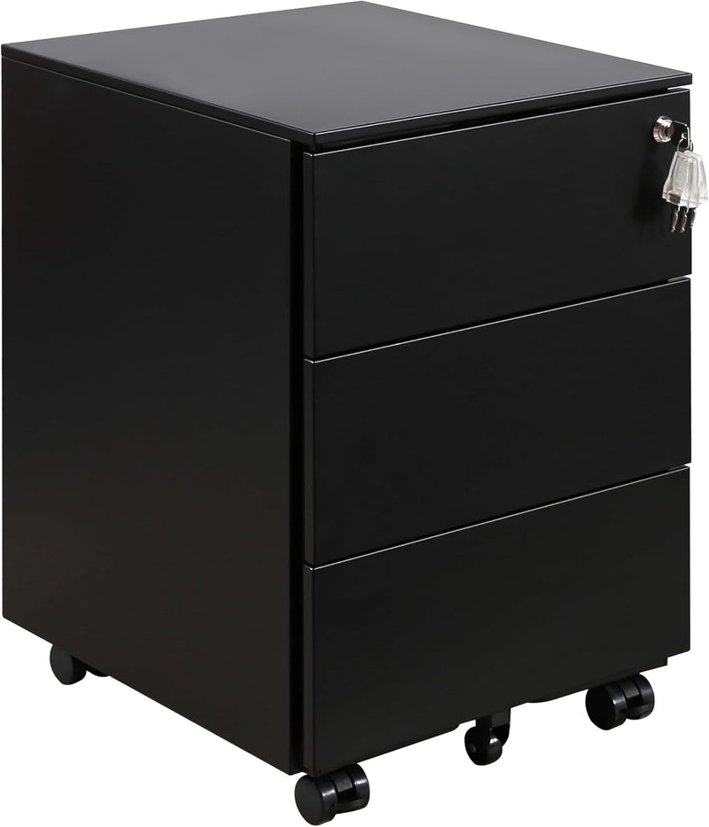 4-Drawer Mobile Filing Cabinet with Lock Steel Office
