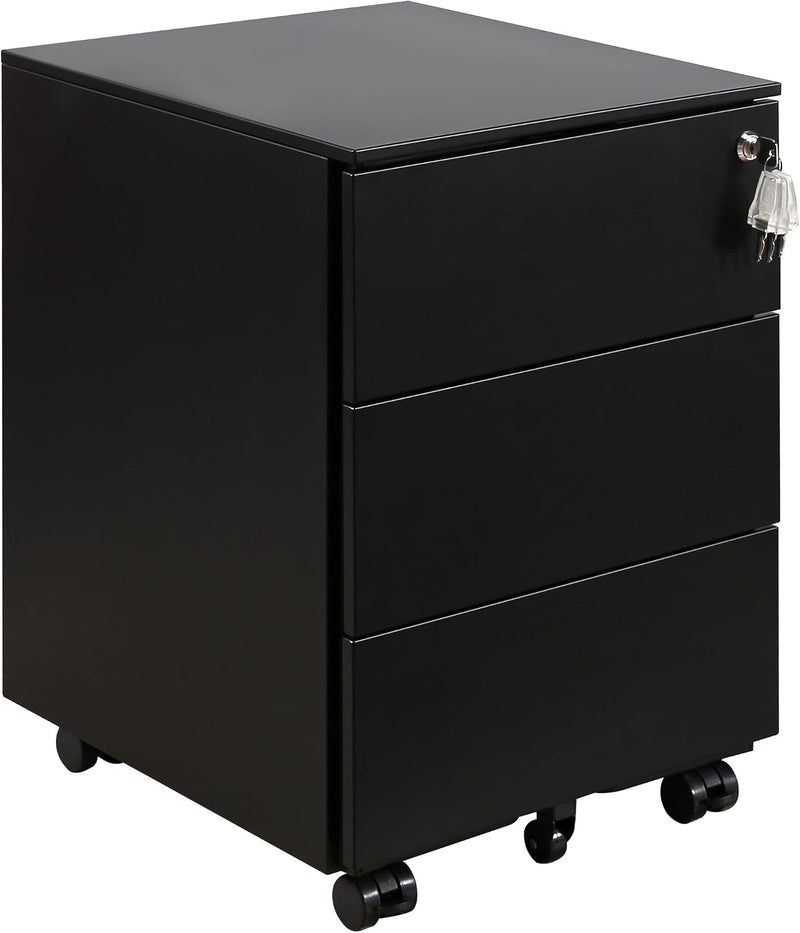 4-Drawer Mobile Filing Cabinet with Lock Steel Office