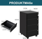 4-Drawer Mobile Filing Cabinet with Lock Steel Office