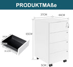 4-Drawer Mobile Filing Cabinet with Lock Steel Office