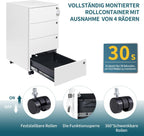 4-Drawer Mobile Filing Cabinet with Lock Steel Office