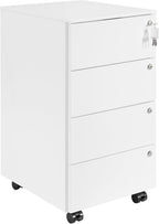 4-Drawer Mobile Filing Cabinet with Lock Steel Office