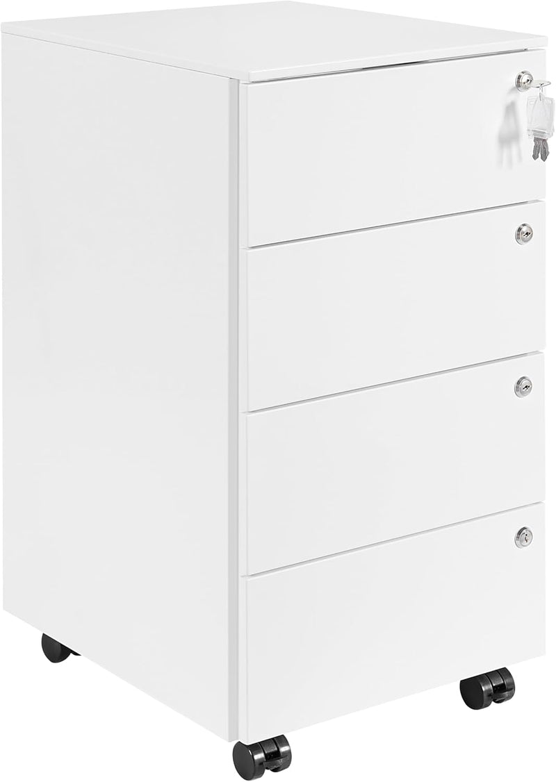4-Drawer Mobile Filing Cabinet with Lock Steel Office