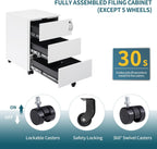 4-Drawer Mobile Filing Cabinet with Lock Steel Office