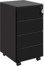 4-Drawer Mobile Filing Cabinet with Lock Steel Office