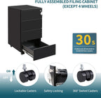 4-Drawer Mobile Filing Cabinet with Lock Steel Office
