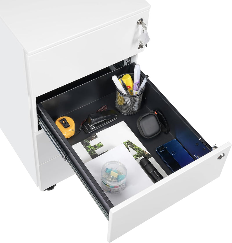 4-Drawer Mobile Filing Cabinet with Lock Steel Office